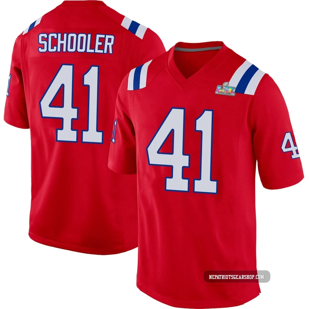 Brenden Schooler ＃41 New England Patriots Game Alternate Super Bowl LX Patch Jersey - Men's Red