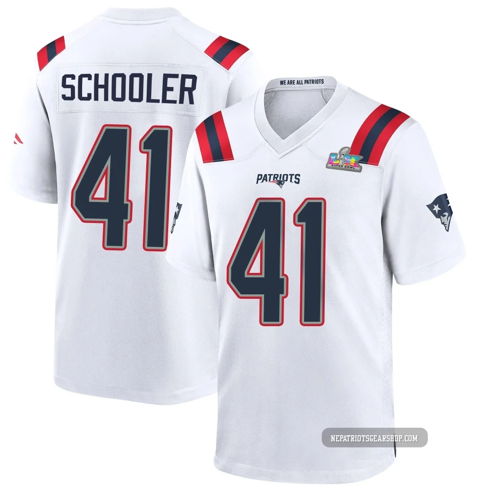 Brenden Schooler ＃41 New England Patriots Game Super Bowl LX Patch Jersey - Men's White