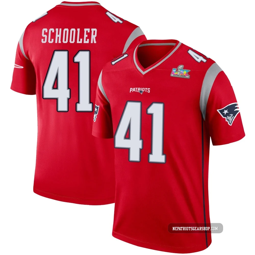Brenden Schooler ＃41 New England Patriots Legend Inverted Super Bowl LX Patch Jersey - Youth Red