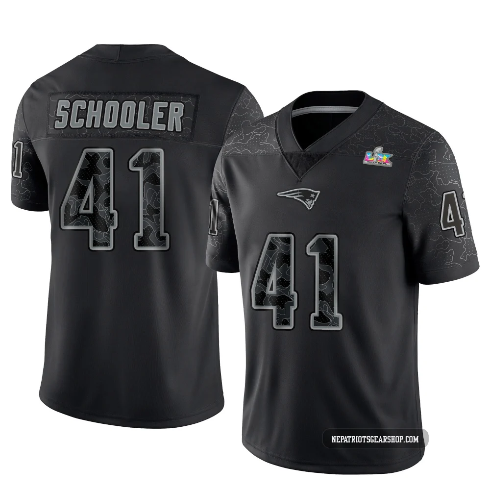 Brenden Schooler ＃41 New England Patriots Limited Reflective Super Bowl LX Patch Jersey - Men's Black