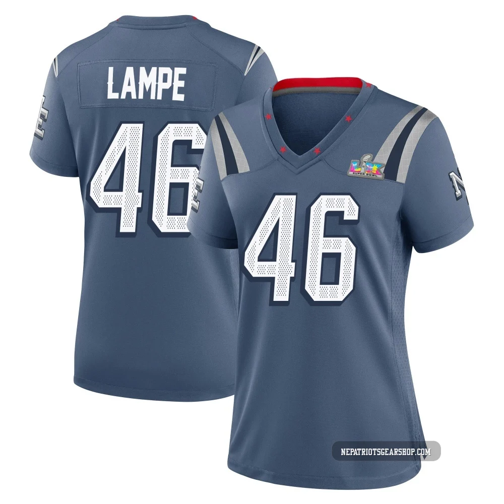 Brock Lampe ＃46 New England Patriots Game Storm 2025 Rivalries Collection Super Bowl LX Patch Jersey - Women's Blue
