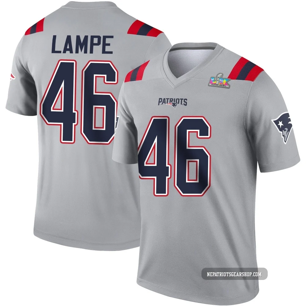 Brock Lampe ＃46 New England Patriots Legend Inverted Super Bowl LX Patch Jersey - Men's Gray
