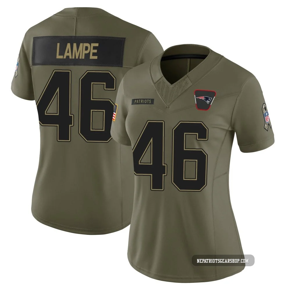 Brock Lampe ＃46 New England Patriots Limited 2025 Salute to Service Jersey - Women's Olive
