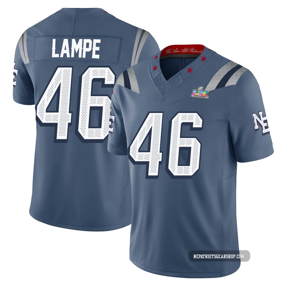 Brock Lampe ＃46 New England Patriots Limited Storm 2025 Rivalries Collection Super Bowl LX Patch Jersey - Men's Blue