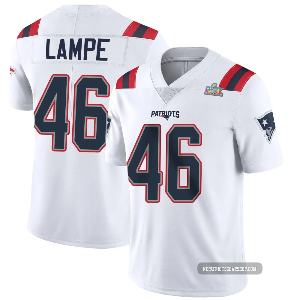 Brock Lampe ＃46 New England Patriots Limited Vapor Untouchable Super Bowl LX Patch Jersey - Men's White