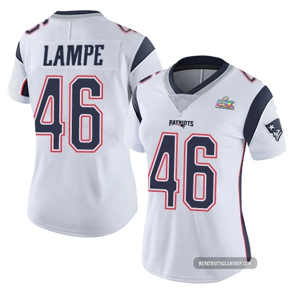 Brock Lampe ＃46 New England Patriots Limited Vapor Untouchable Super Bowl LX Patch Jersey - Women's White