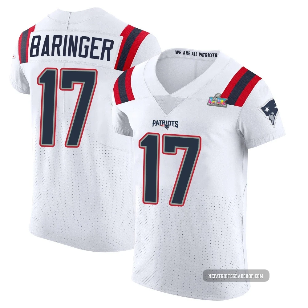 Bryce Baringer ＃17 New England Patriots Elite Vapor Untouchable Super Bowl LX Patch Jersey - Men's White