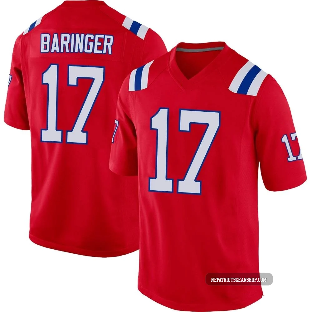 Bryce Baringer ＃17 New England Patriots Game Alternate Jersey - Men's Red