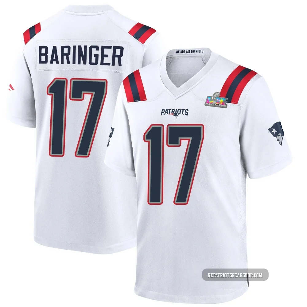 Bryce Baringer ＃17 New England Patriots Game Super Bowl LX Patch Jersey - Youth White