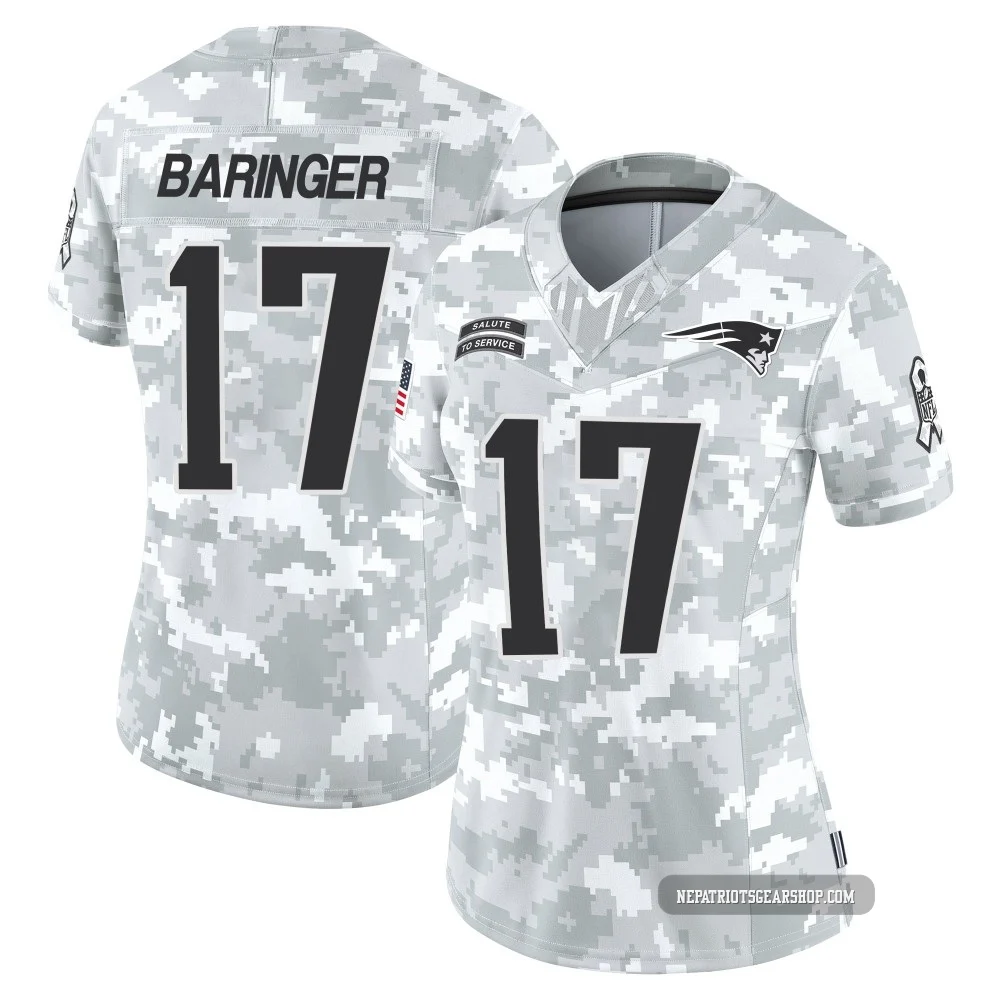 Bryce Baringer ＃17 New England Patriots Limited 2024 Salute to Service Jersey - Women's Arctic Camo