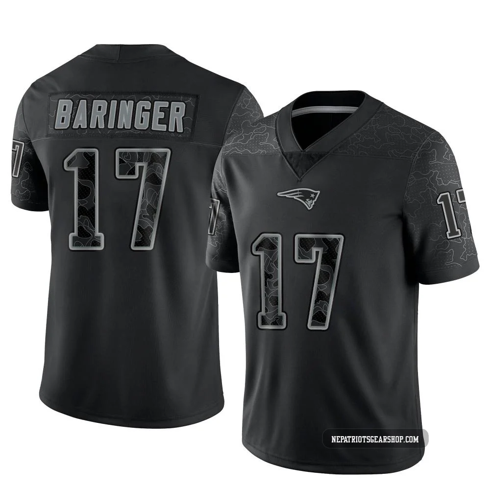 Bryce Baringer ＃17 New England Patriots Limited Reflective Jersey - Men's Black