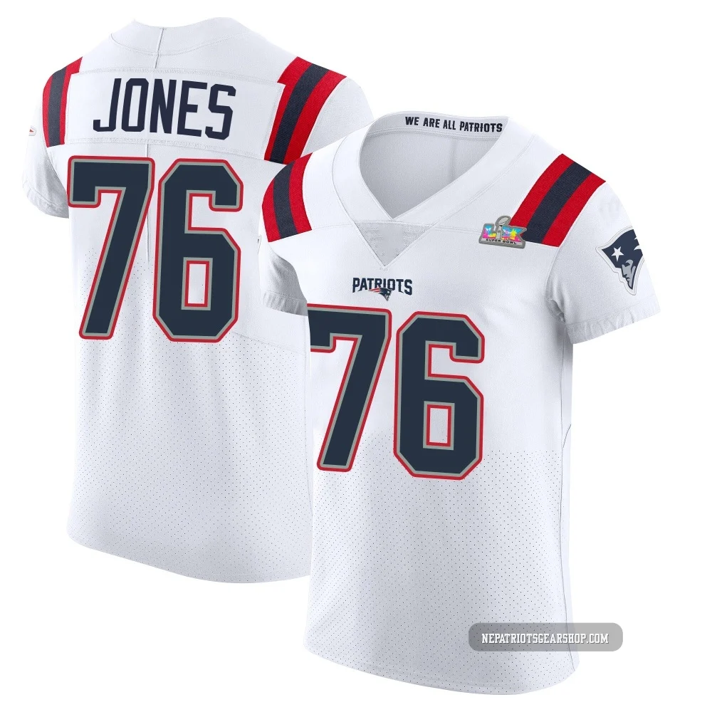 Caleb Jones ＃76 New England Patriots Elite Vapor Untouchable Super Bowl LX Patch Jersey - Men's White