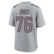 Caleb Jones ＃76 New England Patriots Game Silver Atmosphere Fashion Super Bowl LX Patch Jersey - Men's