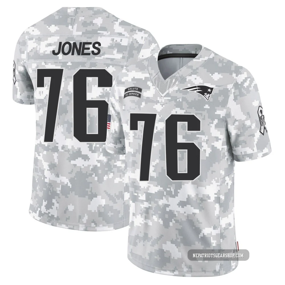 Caleb Jones ＃76 New England Patriots Limited 2024 Salute to Service Jersey - Men's Arctic Camo