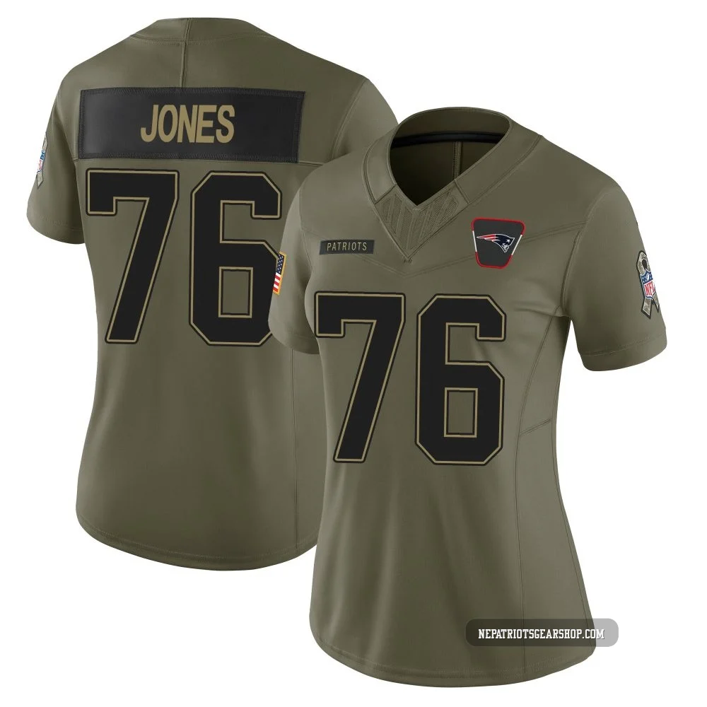 Caleb Jones ＃76 New England Patriots Limited 2025 Salute to Service Jersey - Women's Olive