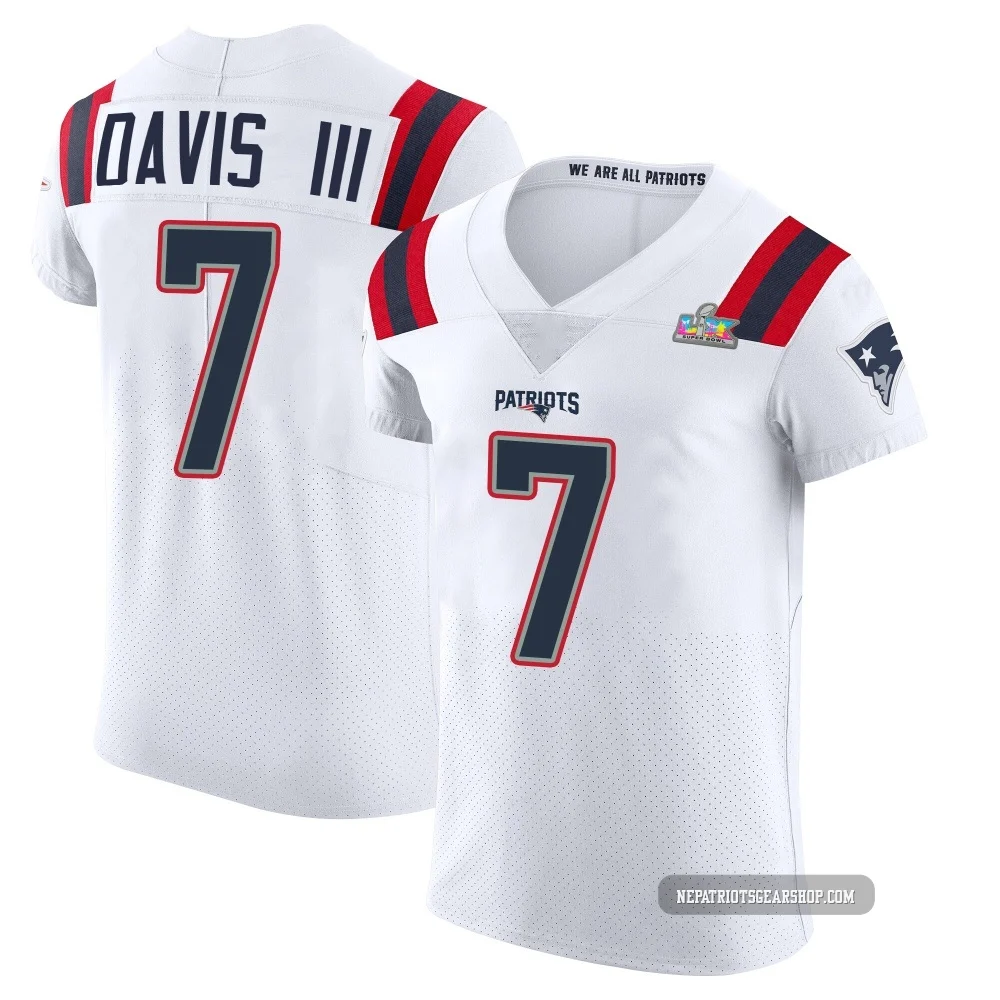Carlton Davis III ＃7 New England Patriots Elite Vapor Untouchable Super Bowl LX Patch Jersey - Men's White