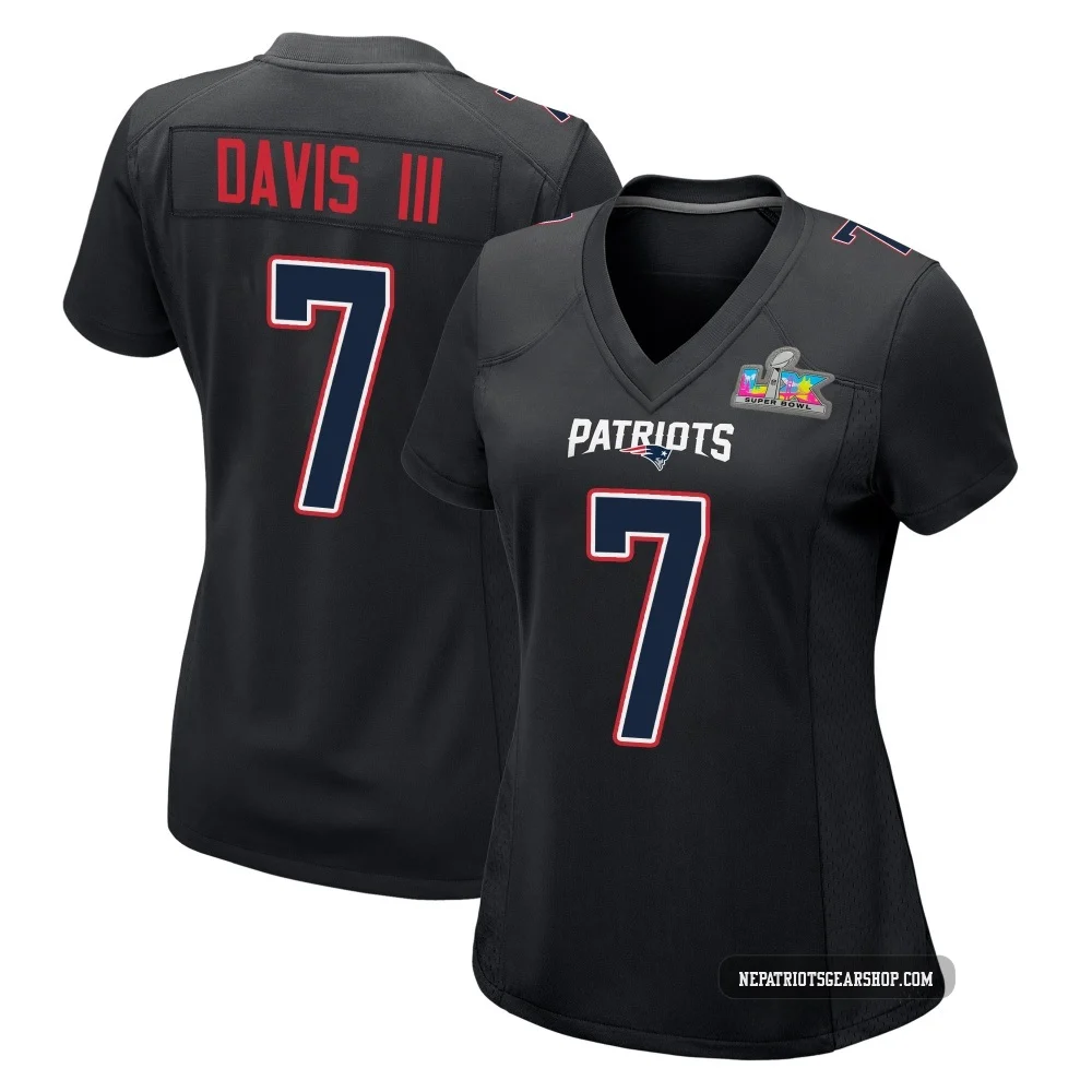 Carlton Davis III ＃7 New England Patriots Game Carbon Fashion Super Bowl LX Patch Jersey - Women's Black