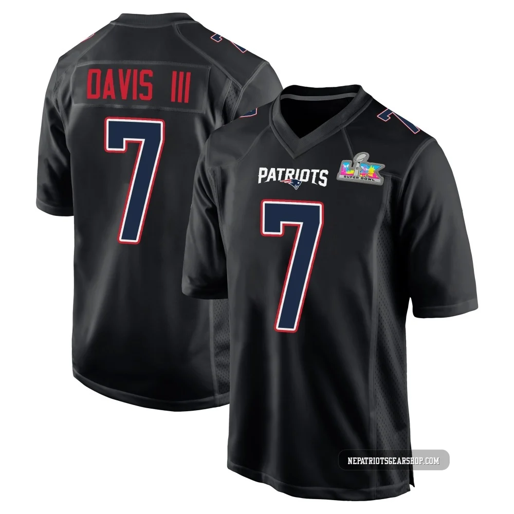 Carlton Davis III ＃7 New England Patriots Game Carbon Fashion Super Bowl LX Patch Jersey - Youth Black
