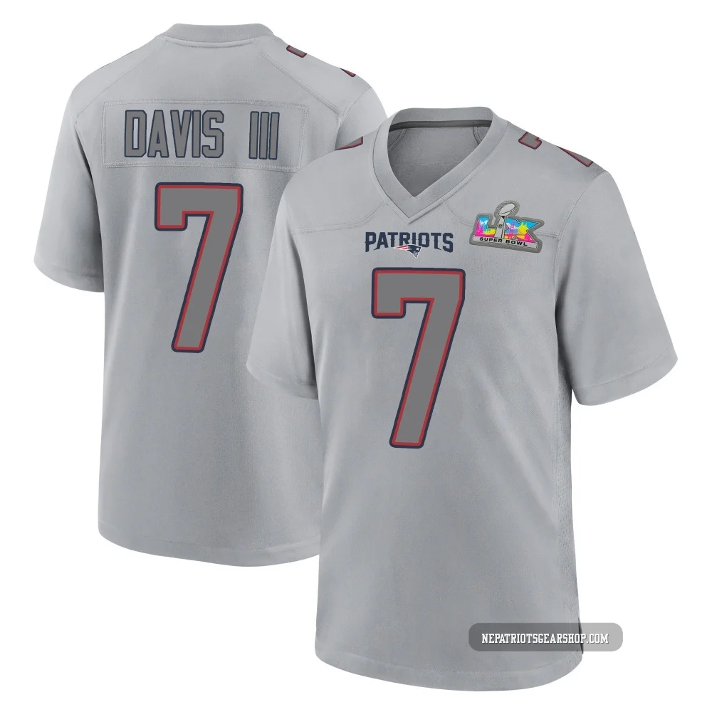 Carlton Davis III ＃7 New England Patriots Game Silver Atmosphere Fashion Super Bowl LX Patch Jersey - Youth