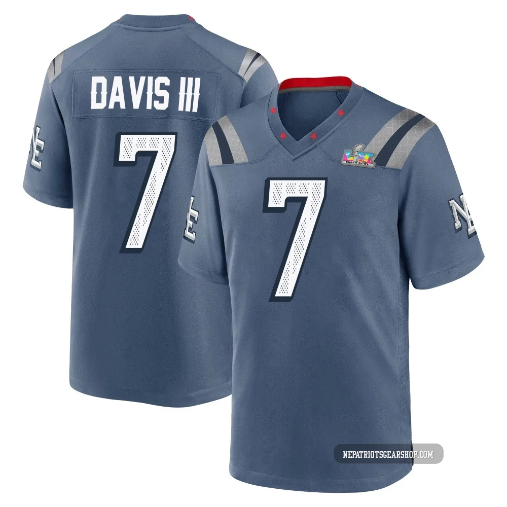 Carlton Davis III ＃7 New England Patriots Game Storm 2025 Rivalries Collection Super Bowl LX Patch Jersey - Men's Blue