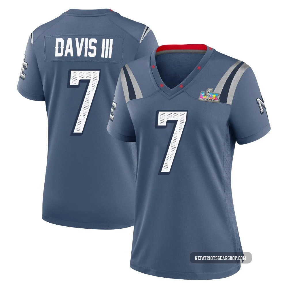 Carlton Davis III ＃7 New England Patriots Game Storm 2025 Rivalries Collection Super Bowl LX Patch Jersey - Women's Blue