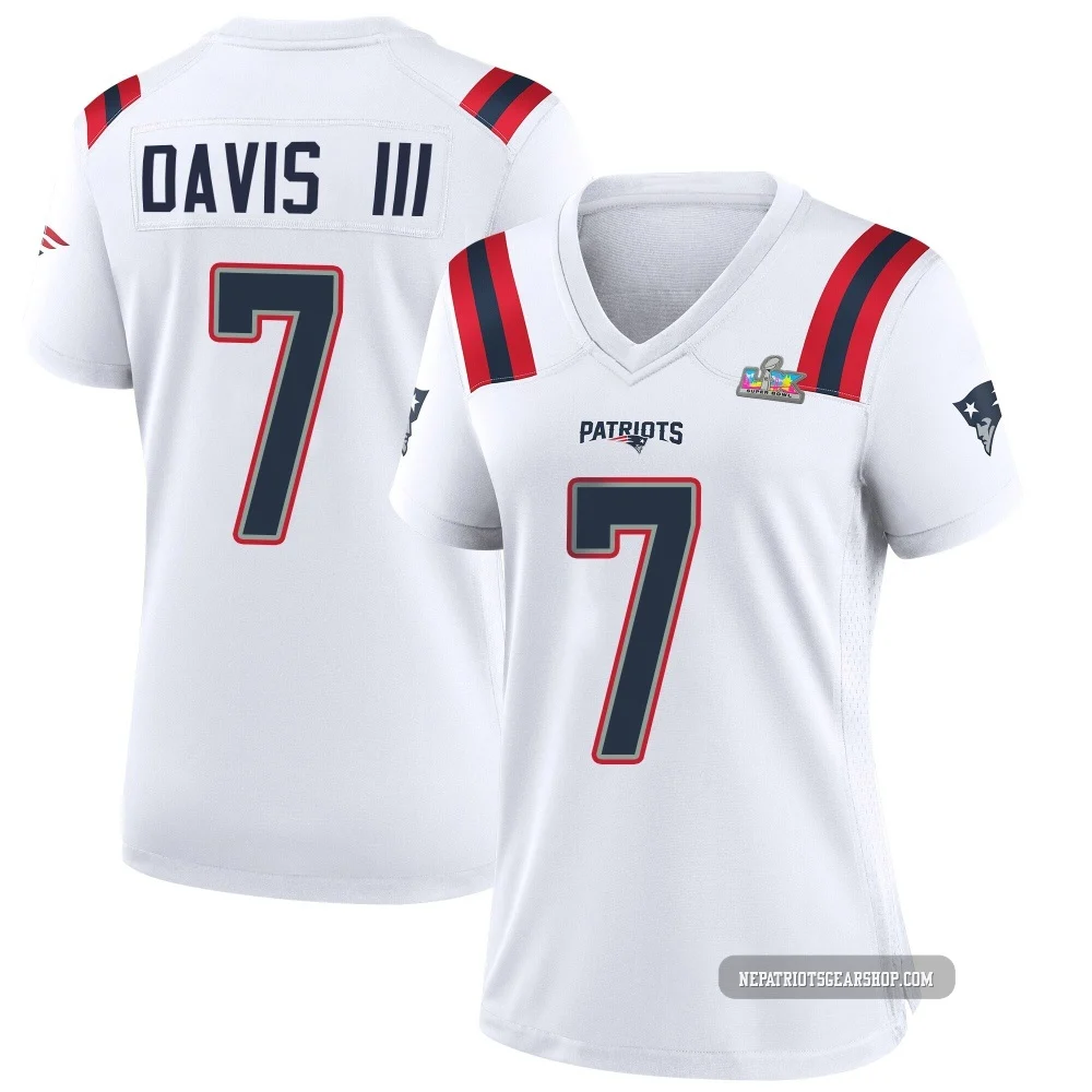 Carlton Davis III ＃7 New England Patriots Game Super Bowl LX Patch Jersey - Women's White