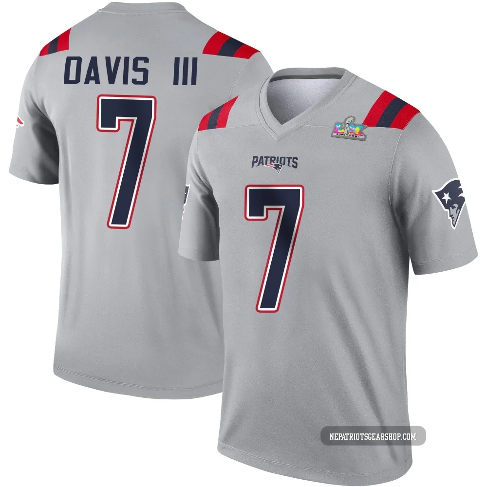 Carlton Davis III ＃7 New England Patriots Legend Inverted Super Bowl LX Patch Jersey - Men's Gray