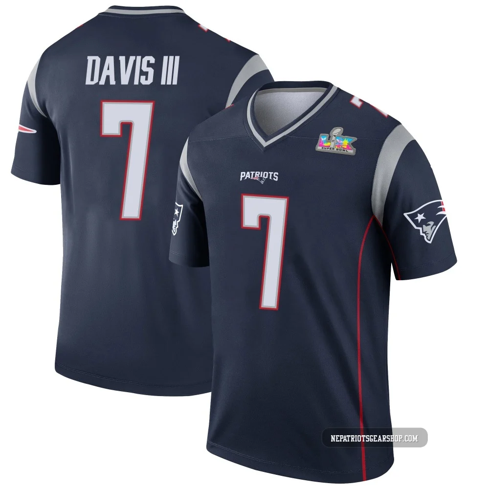 Carlton Davis III ＃7 New England Patriots Legend Super Bowl LX Patch Jersey - Men's Navy