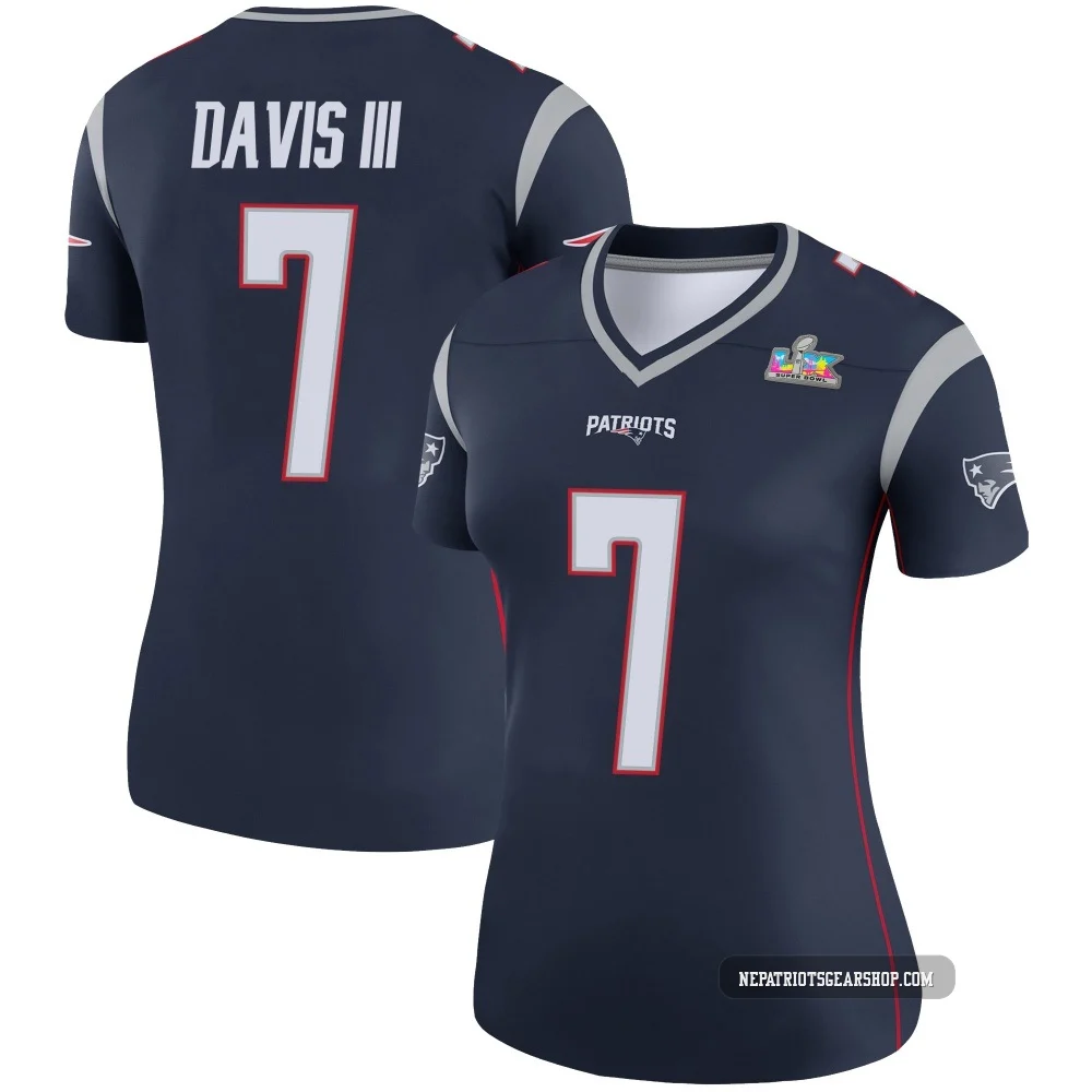 Carlton Davis III ＃7 New England Patriots Legend Super Bowl LX Patch Jersey - Women's Navy