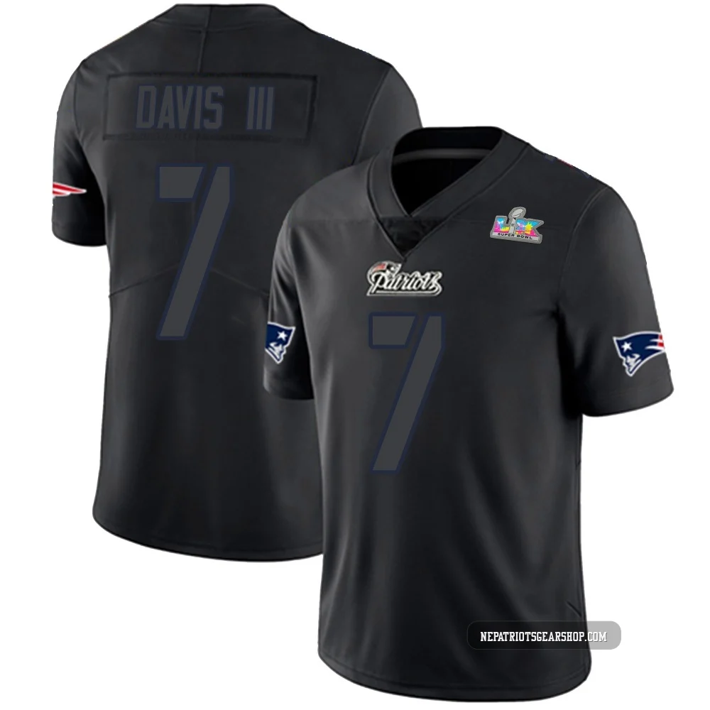 Carlton Davis III ＃7 New England Patriots Limited Super Bowl LX Patch Jersey - Youth Black Impact