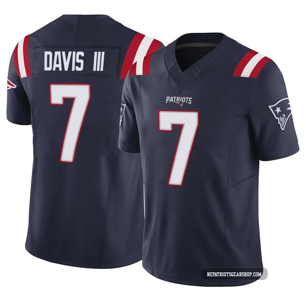 Carlton Davis III ＃7 New England Patriots Limited Vapor F.U.S.E. Jersey - Men's Navy