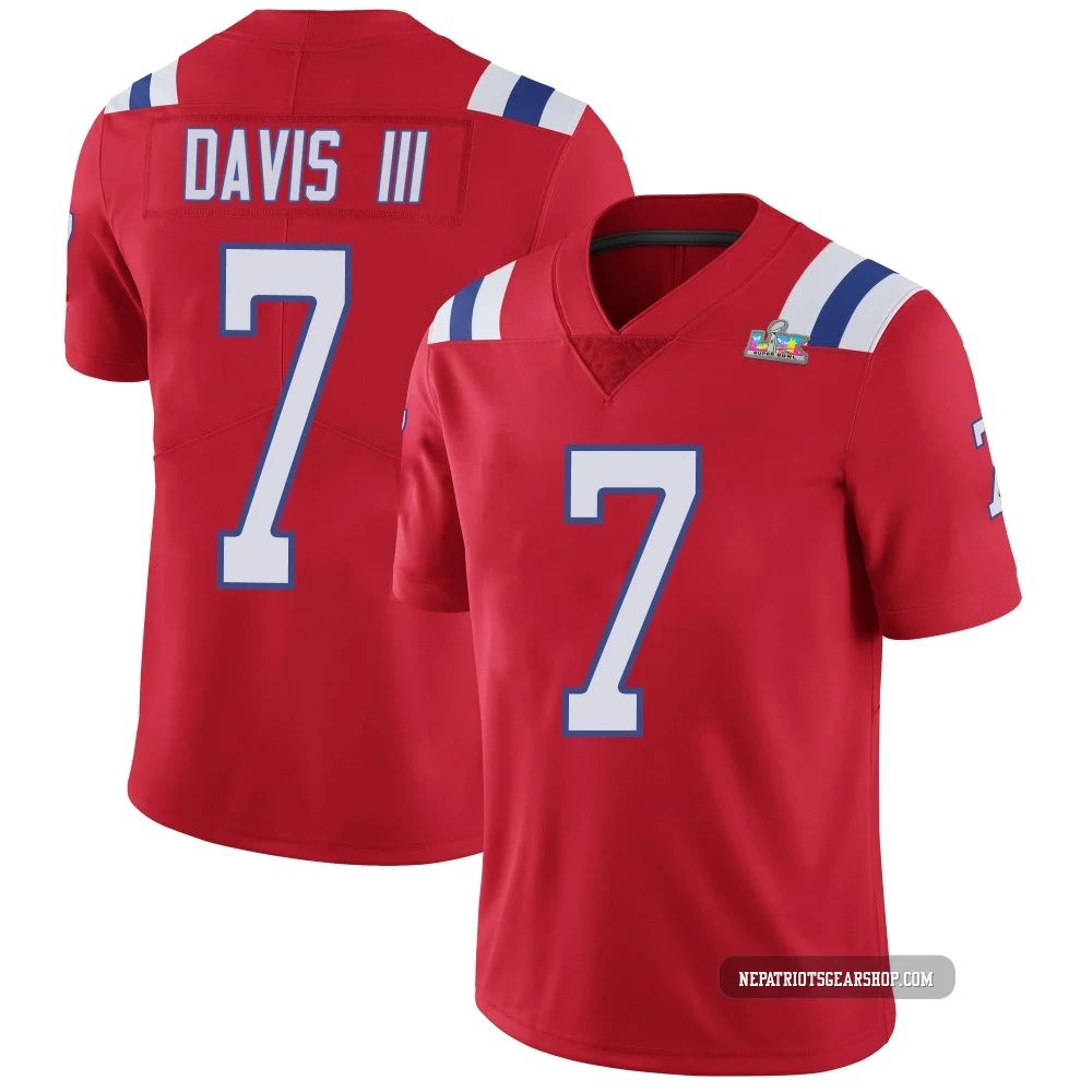 Carlton Davis III ＃7 New England Patriots Limited Vapor Untouchable Alternate Super Bowl LX Patch Jersey - Men's Red