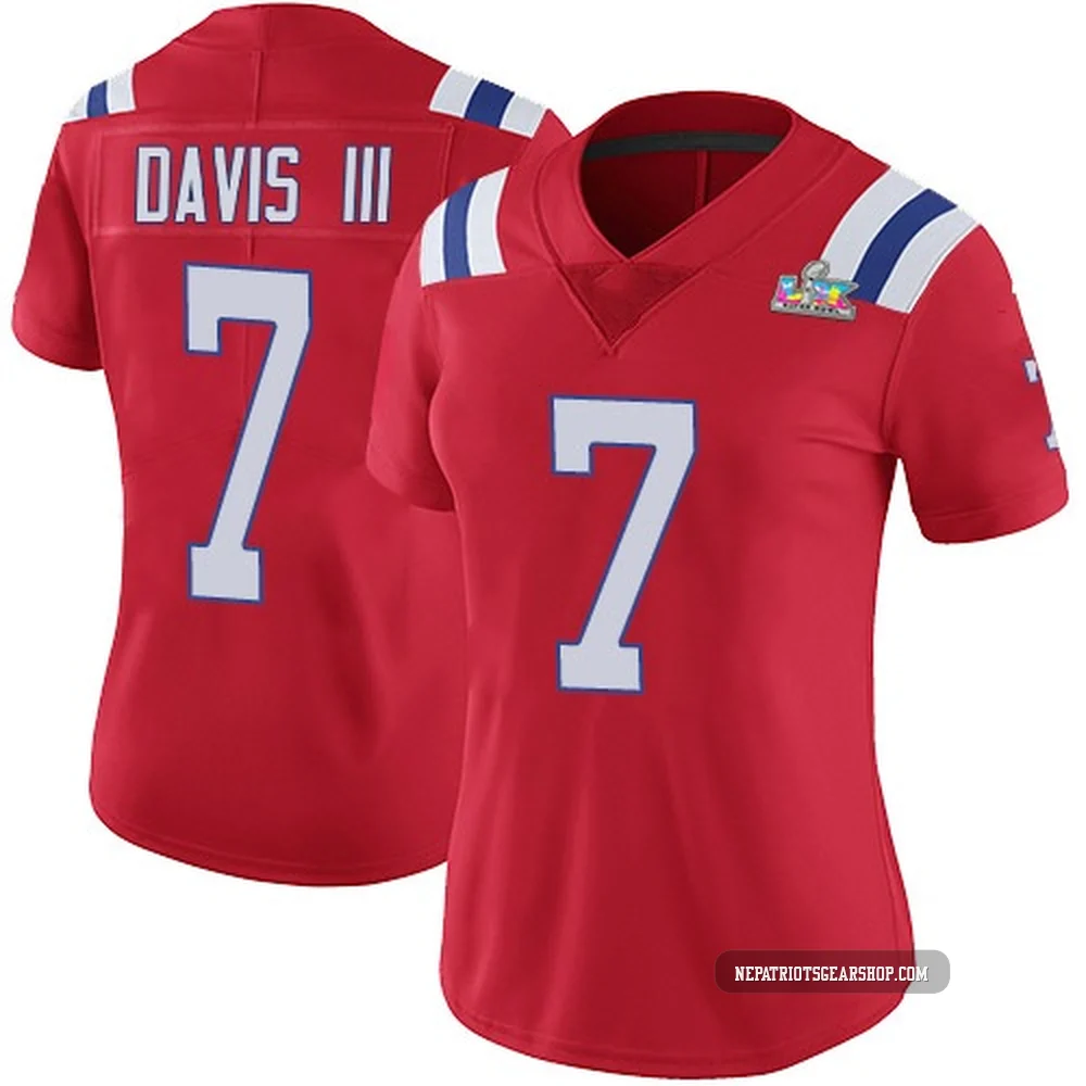 Carlton Davis III ＃7 New England Patriots Limited Vapor Untouchable Alternate Super Bowl LX Patch Jersey - Women's Red