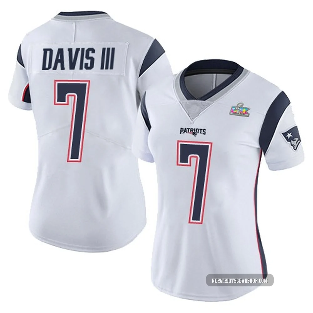 Carlton Davis III ＃7 New England Patriots Limited Vapor Untouchable Super Bowl LX Patch Jersey - Women's White