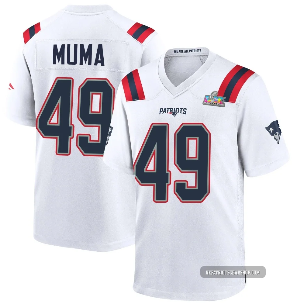 Chad Muma ＃49 New England Patriots Game Super Bowl LX Patch Jersey - Youth White