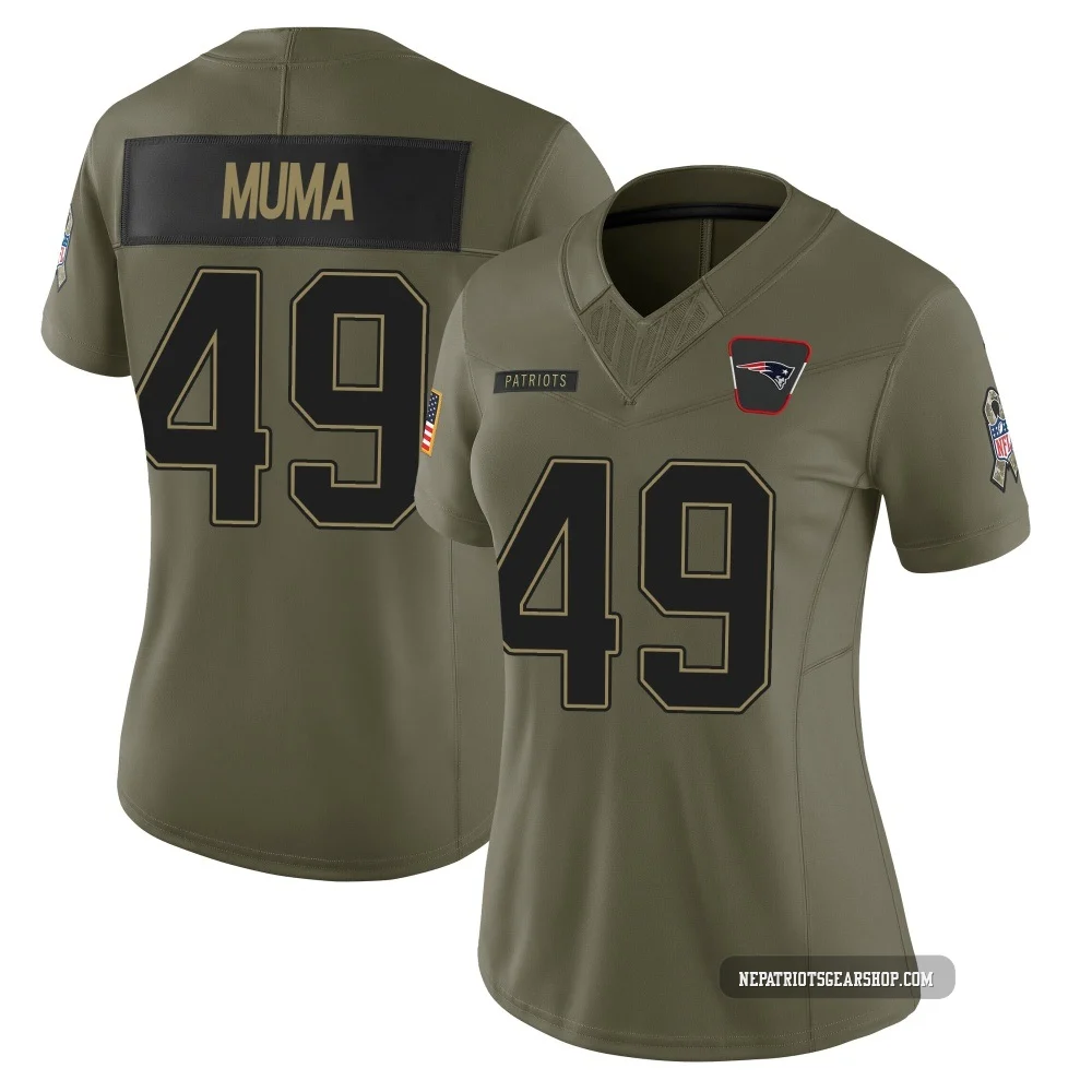 Chad Muma ＃49 New England Patriots Limited 2025 Salute to Service Jersey - Women's Olive