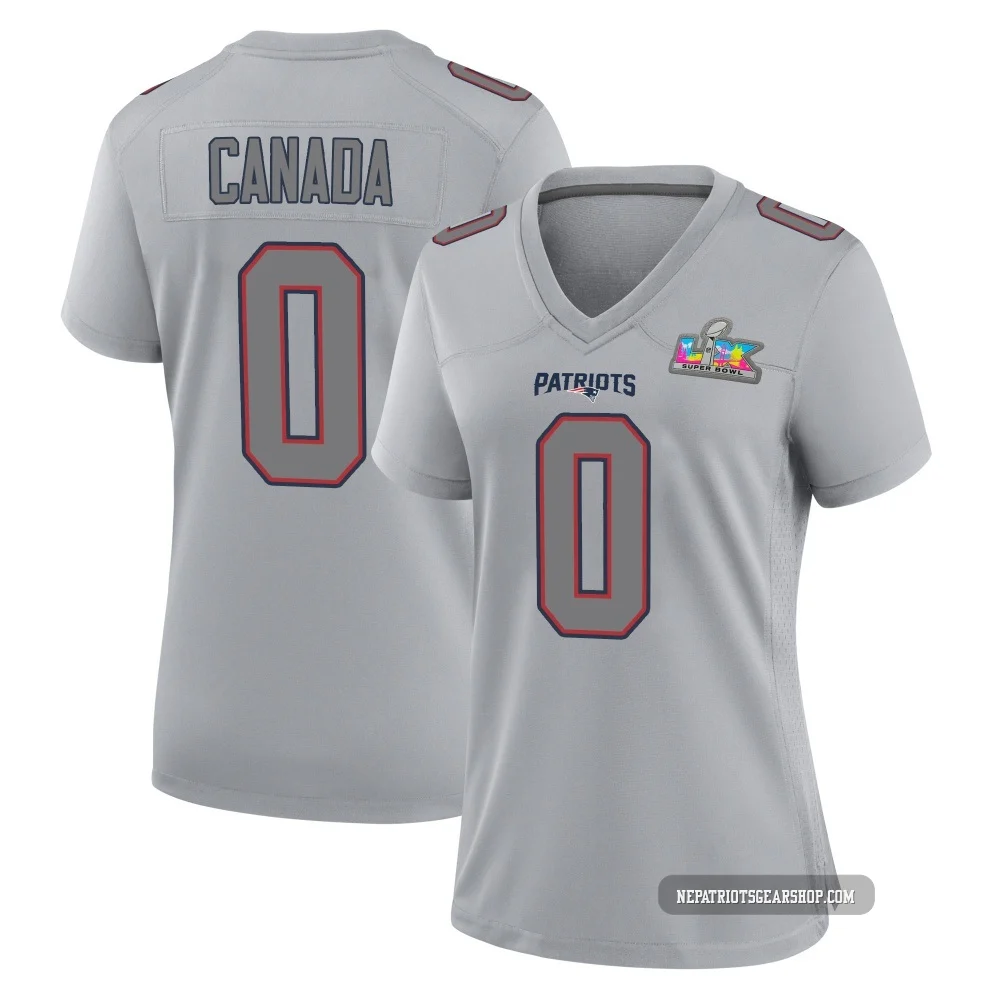 Channing Canada ＃0 New England Patriots Game Silver Atmosphere Fashion Super Bowl LX Patch Jersey - Women's