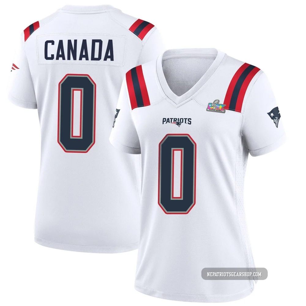 Channing Canada ＃0 New England Patriots Game Super Bowl LX Patch Jersey - Women's White