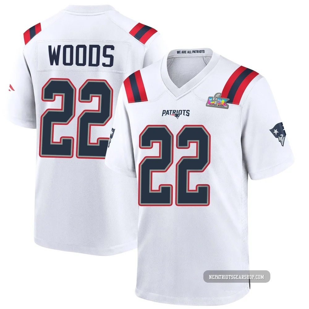 Charles Woods ＃22 New England Patriots Game Super Bowl LX Patch Jersey - Youth White