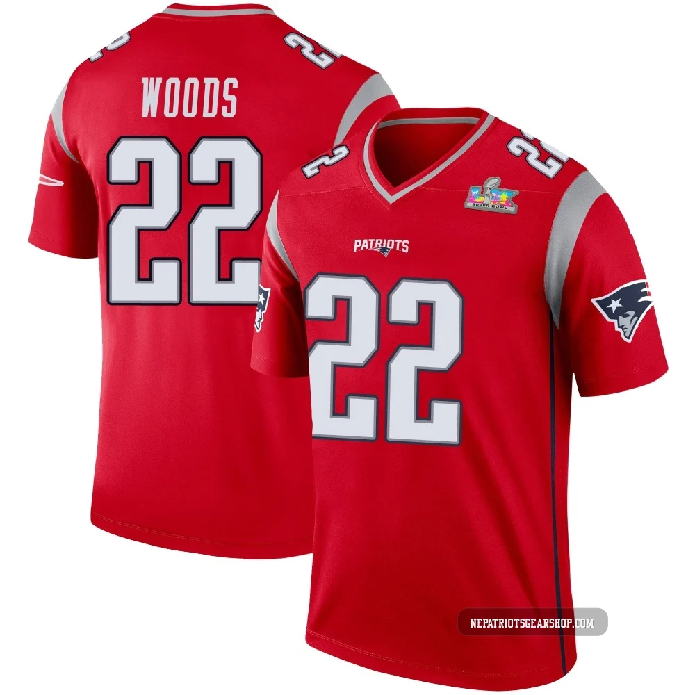 Charles Woods ＃22 New England Patriots Legend Inverted Super Bowl LX Patch Jersey - Youth Red