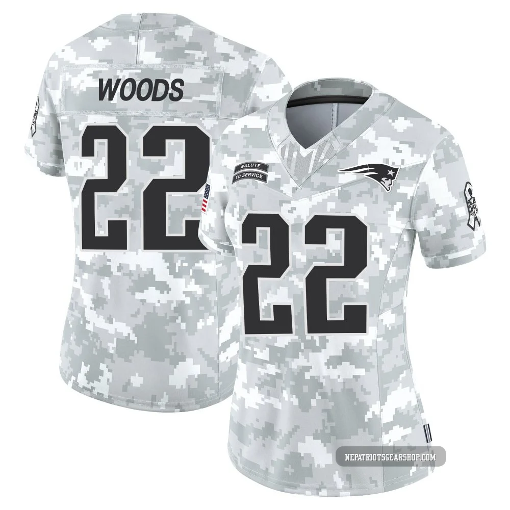 Charles Woods ＃22 New England Patriots Limited 2024 Salute to Service Jersey - Women's Arctic Camo
