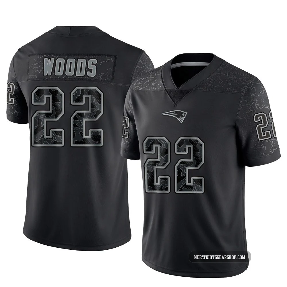 Charles Woods ＃22 New England Patriots Limited Reflective Jersey - Men's Black