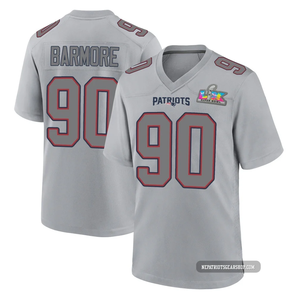 Christian Barmore ＃90 New England Patriots Game Silver Atmosphere Fashion Super Bowl LX Patch Jersey - Youth
