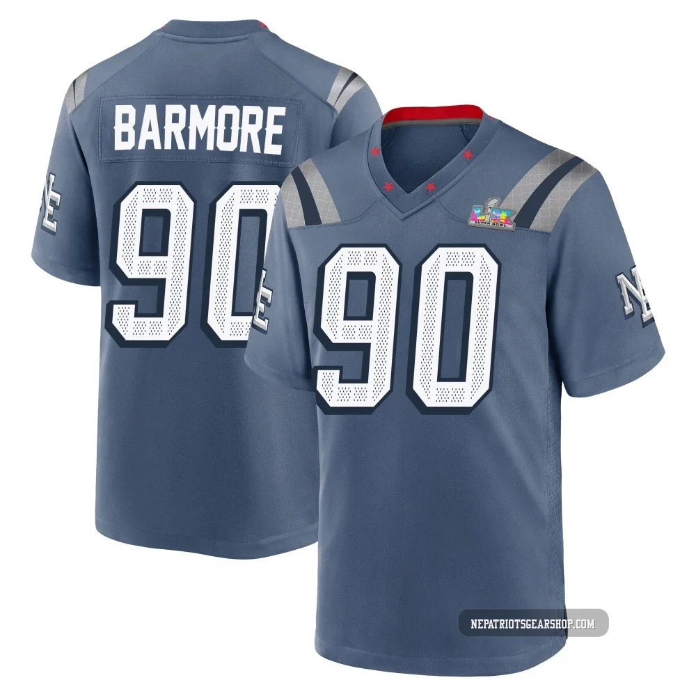 Christian Barmore ＃90 New England Patriots Game Storm 2025 Rivalries Collection Super Bowl LX Patch Jersey - Men's Blue