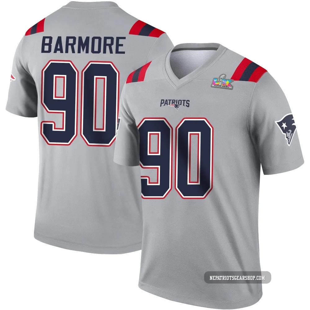 Christian Barmore ＃90 New England Patriots Legend Inverted Super Bowl LX Patch Jersey - Youth Gray