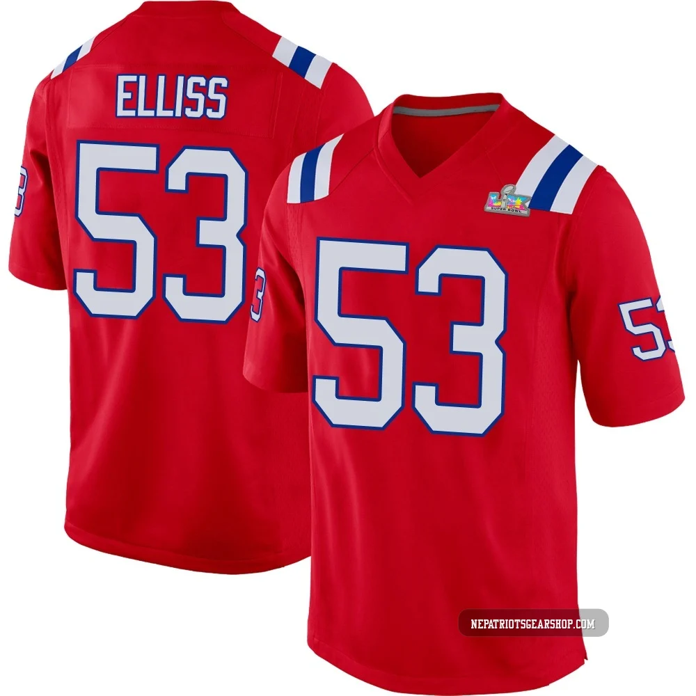 Christian Elliss ＃53 New England Patriots Game Alternate Super Bowl LX Patch Jersey - Youth Red