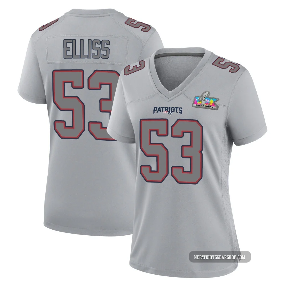 Christian Elliss ＃53 New England Patriots Game Silver Atmosphere Fashion Super Bowl LX Patch Jersey - Women's