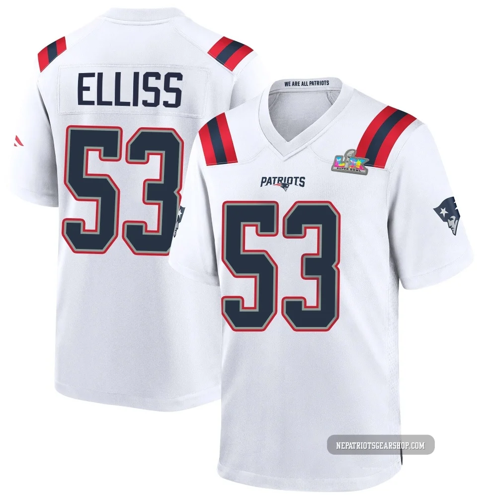 Christian Elliss ＃53 New England Patriots Game Super Bowl LX Patch Jersey - Youth White