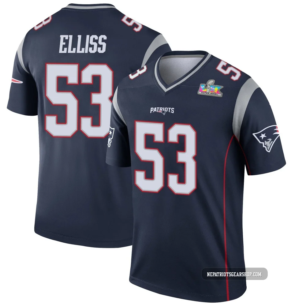 Christian Elliss ＃53 New England Patriots Legend Super Bowl LX Patch Jersey - Youth Navy