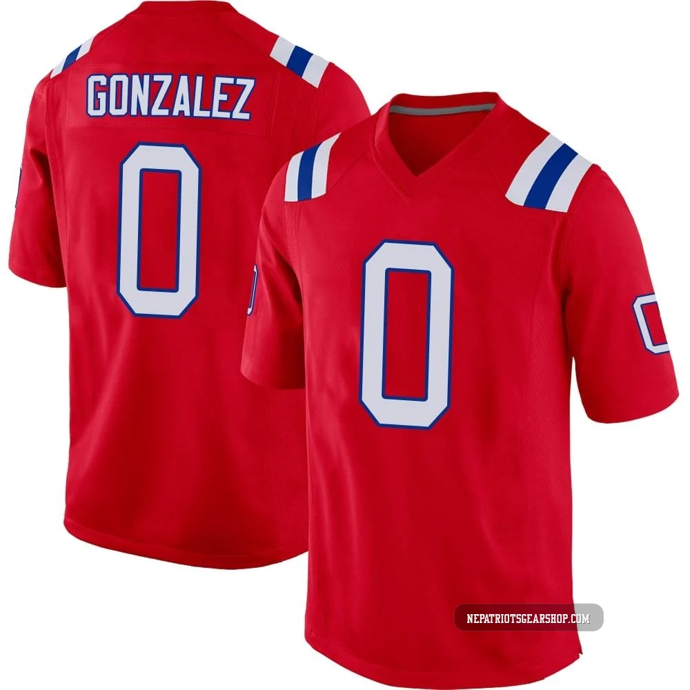 Christian Gonzalez ＃0 New England Patriots Game Alternate Jersey - Men's Red